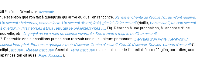 Définition accueil ACAD 1986