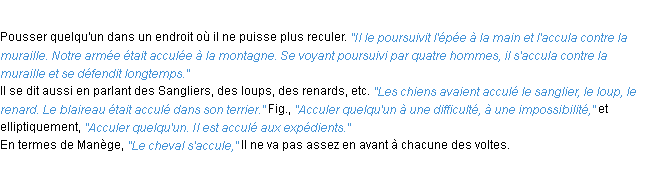 Définition acculer ACAD 1932