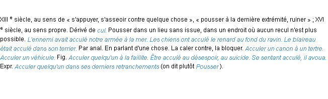 Définition acculer ACAD 1986