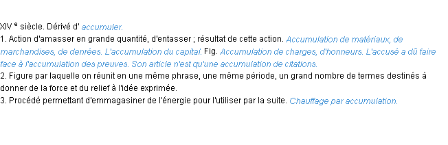 Définition accumulation ACAD 1986