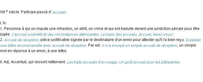 Définition accusé ACAD 1986
