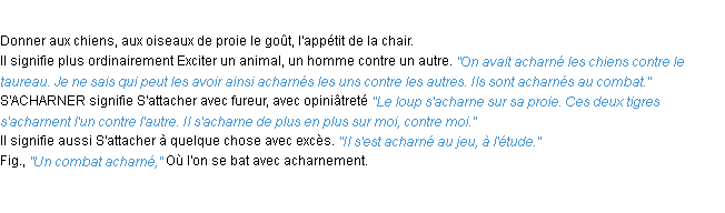 Définition acharner ACAD 1932