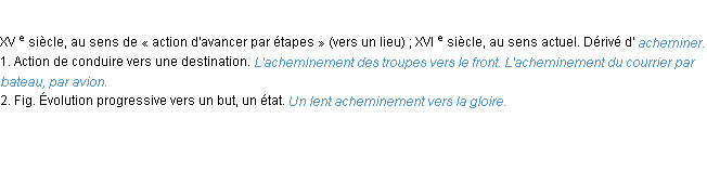 Définition acheminement ACAD 1986