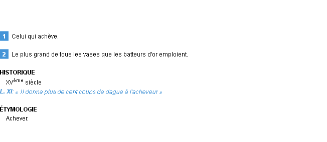 Définition acheveur Emile Littré