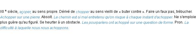 Définition achopper ACAD 1986