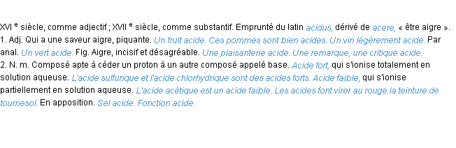 Définition acide ACAD 1986