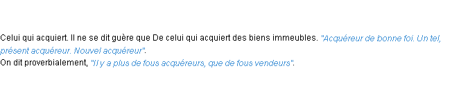 Définition acquéreur ACAD 1798