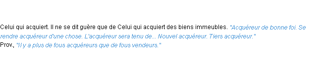 Définition acquéreur ACAD 1835