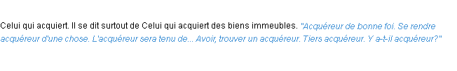 Définition acquéreur ACAD 1932