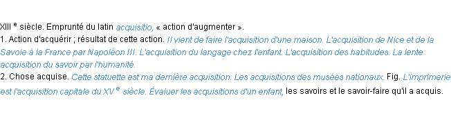 Définition acquisition ACAD 1986