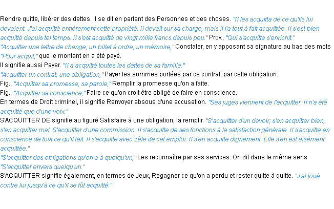Définition acquitter ACAD 1932