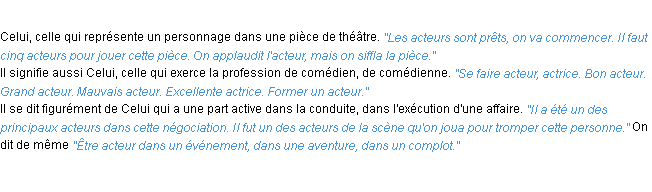 Définition acteur ACAD 1932