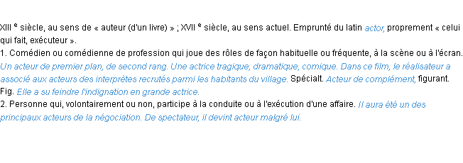 Définition acteur ACAD 1986