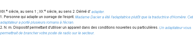 Définition adaptateur ACAD 1986