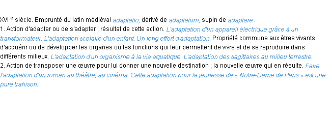 Définition adaptation ACAD 1986