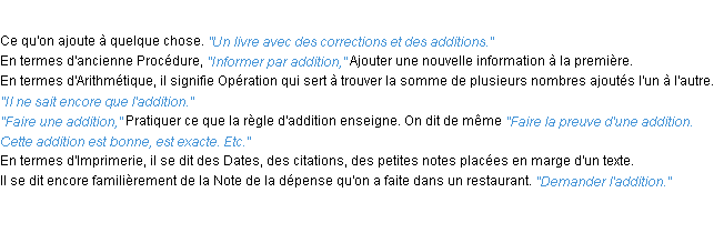 Définition addition ACAD 1932