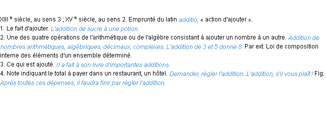 Définition addition ACAD 1986