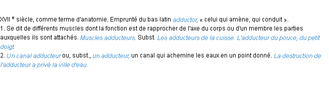 Définition adducteur ACAD 1986