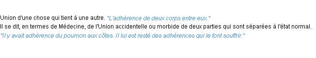 Définition adhérence ACAD 1932