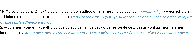 Définition adhérence ACAD 1986