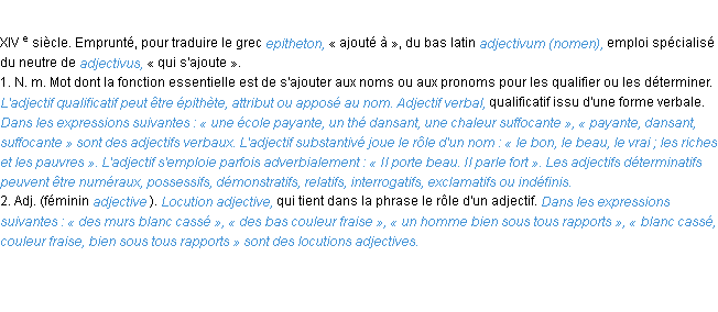 Définition adjectif ACAD 1986