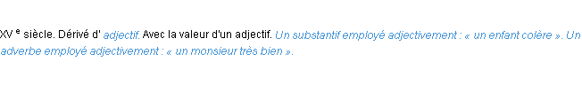 Définition adjectivement ACAD 1986