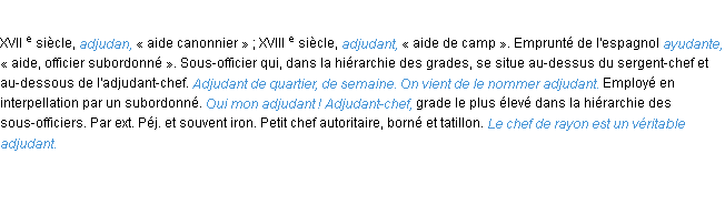 Définition adjudant ACAD 1986