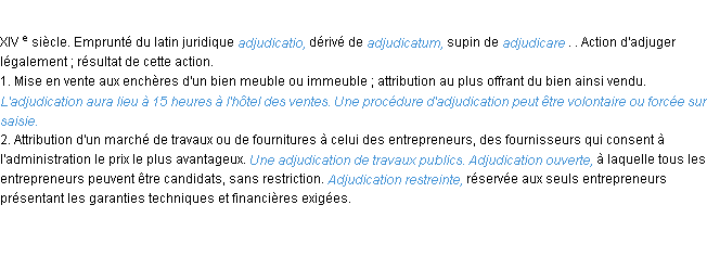 Définition adjudication ACAD 1986