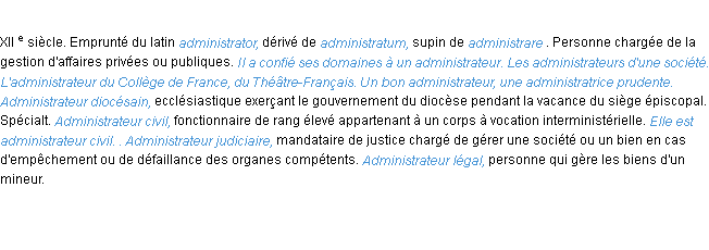 Définition administrateur ACAD 1986