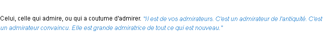 Définition admirateur ACAD 1932