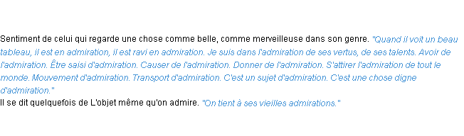 Définition admiration ACAD 1835