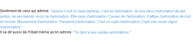 Définition admiration ACAD 1932