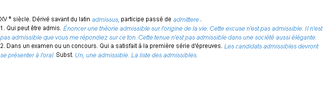 Définition admissible ACAD 1986