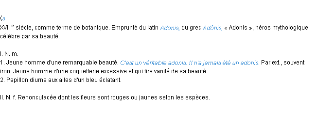 Définition adonis ACAD 1986