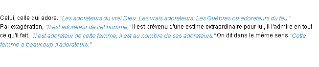 Définition adorateur ACAD 1932