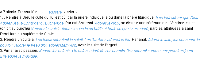 Définition adorer ACAD 1986