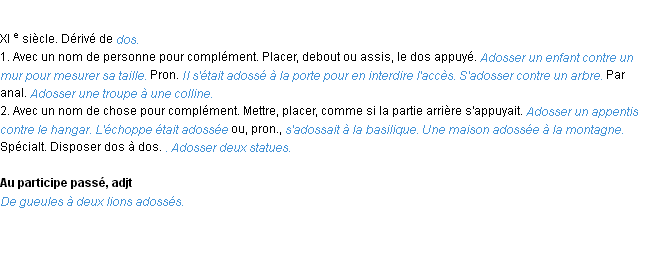 Définition adosser ACAD 1986