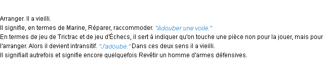 Définition adouber ACAD 1932