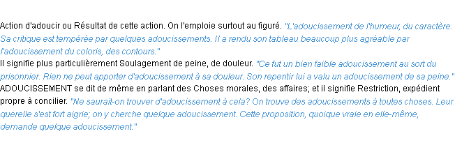 Définition adoucissement ACAD 1932