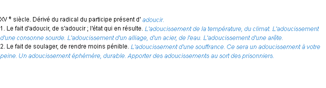 Définition adoucissement ACAD 1986