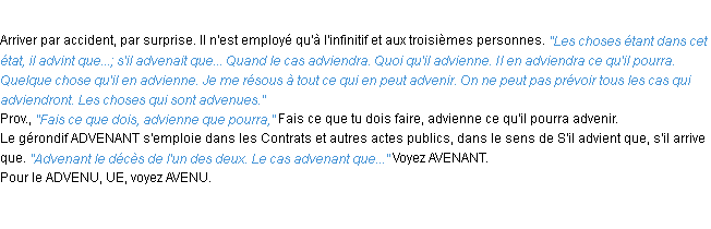 Définition advenir ACAD 1932