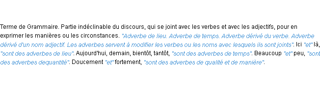 Définition adverbe ACAD 1798