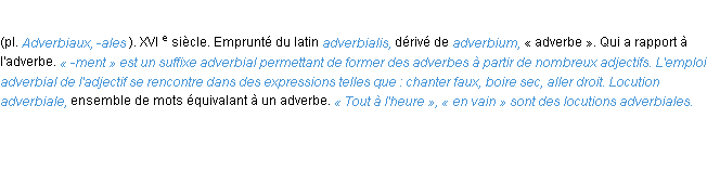 Définition adverbial ACAD 1986