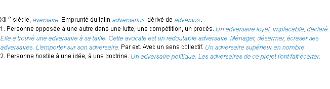 Définition adversaire ACAD 1986