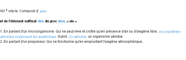 Définition aérobie ACAD 1986