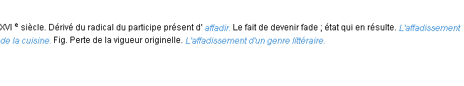 Définition affadissement ACAD 1986