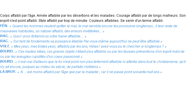 Définition affaibli Emile Littré