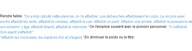 Définition affaiblir ACAD 1835