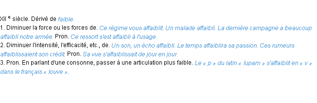 Définition affaiblir ACAD 1986