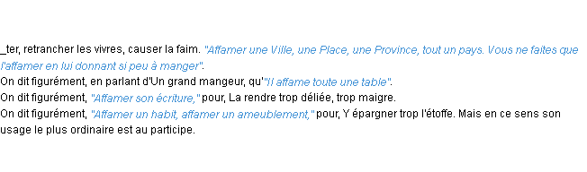 Définition affamer ACAD 1798